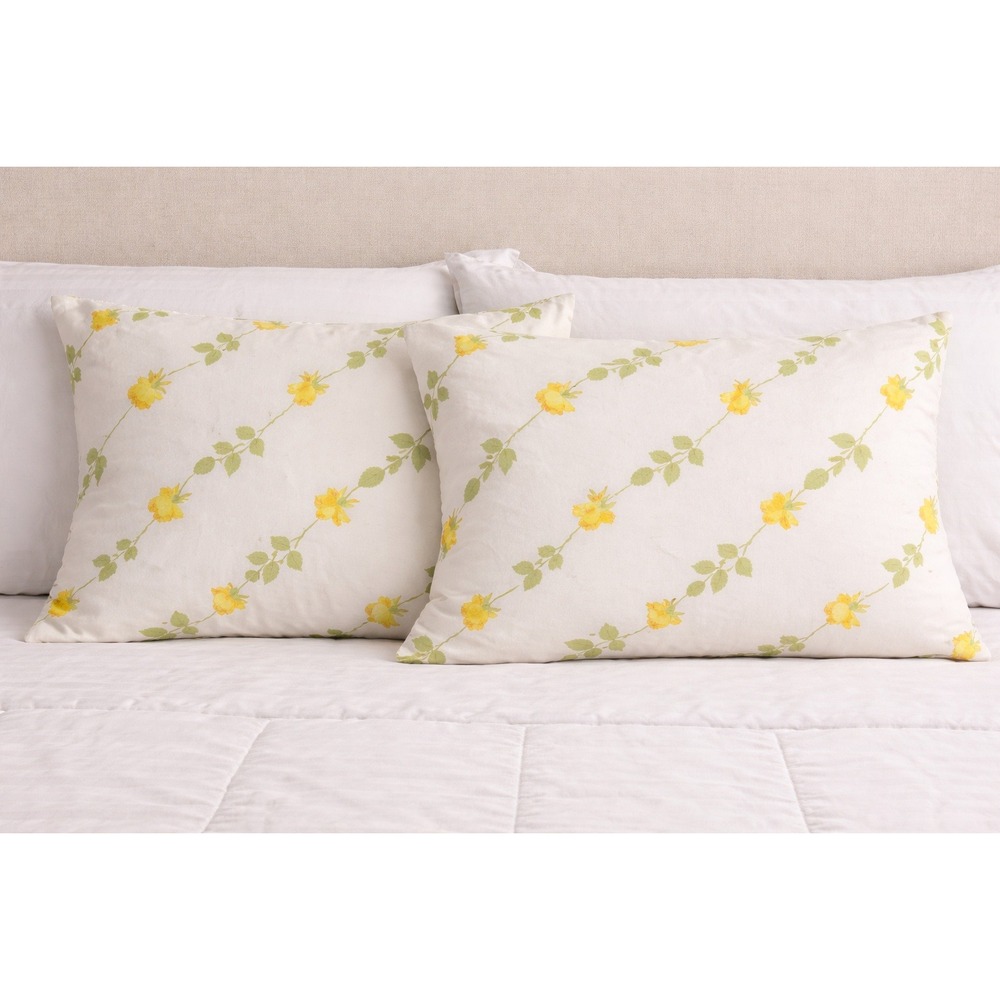 Vintage Yellow‎ Roses Pillowcases Pair Standard Cotton Blend Floral Garden